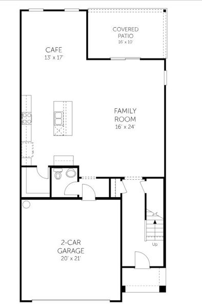 2D floor plan layout for the Thornton - Single Family Homes by Dream Finders Homes in Amberly, Green Cove Springs, FL (Image 5).
