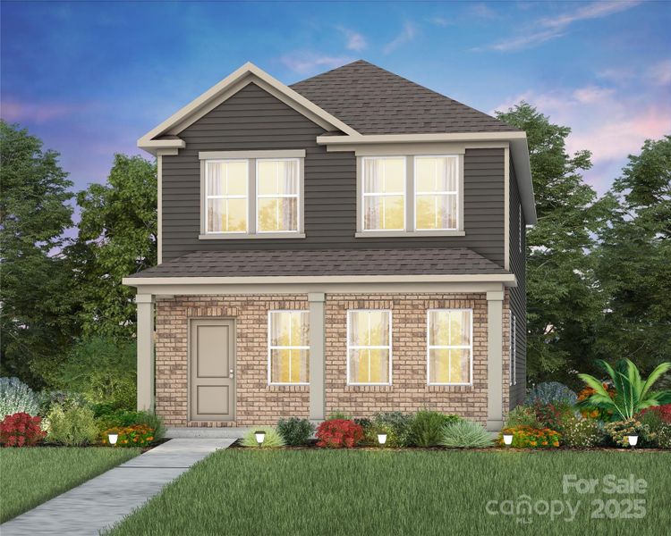 Front exterior of a new home in Riverstone, Monroe, NC, highlighting curb appeal (Image 1).