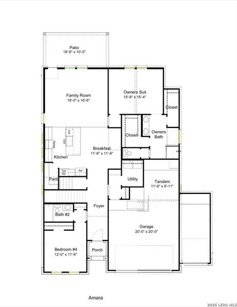 2D floor plan layout of this home in Cordova Crossing, Seguin, TX (Image 3).
