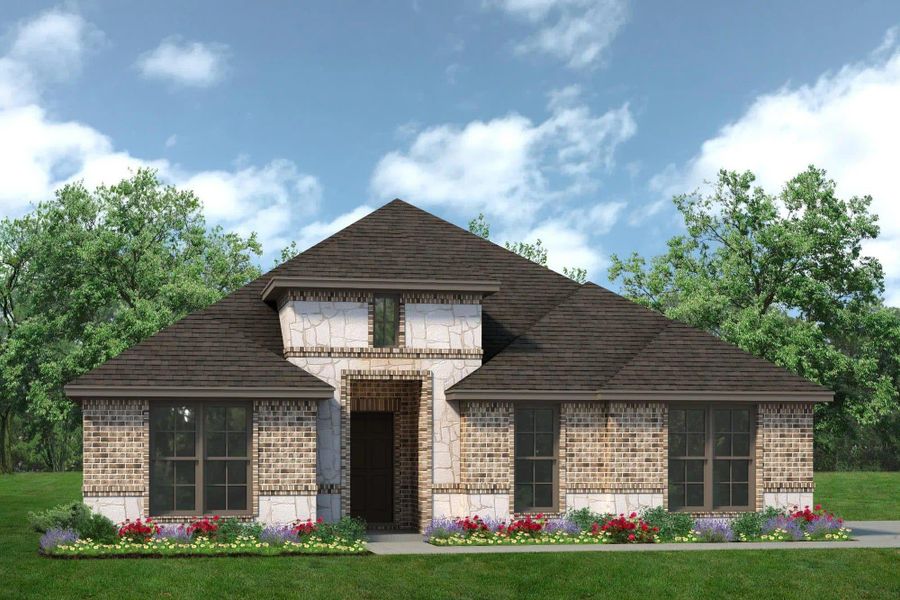 Elevation B with Stone and Outswing | Concept 2186 at Chisholm Hills in Cleburne, TX by Landsea Homes