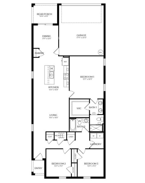 2D floor plan layout of this home in Windrose, Apopka, FL (Image 1). 2D floor plan layout of this home in Windrose, Apopka, FL (Image 1).
