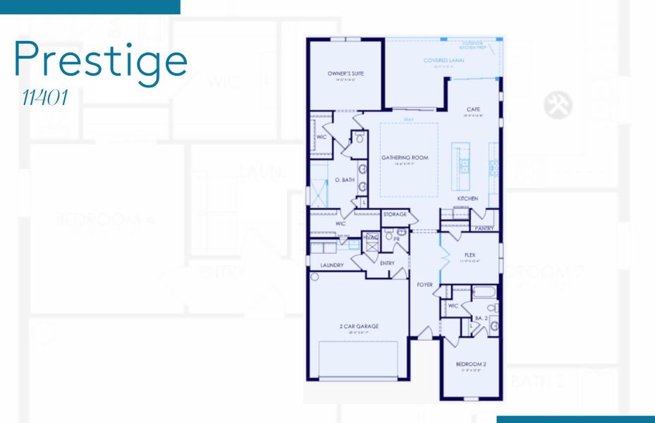 2D floor plan layout of this home in BeachWalk by Manasota Key, Englewood, FL (Image 4).