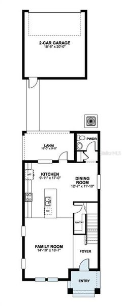 2D floor plan layout of this home in Center Lake on the Park, St. Cloud, FL (Image 3).