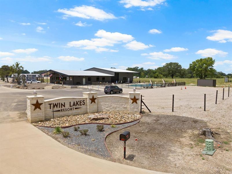 Surrounding community with a swimming pool