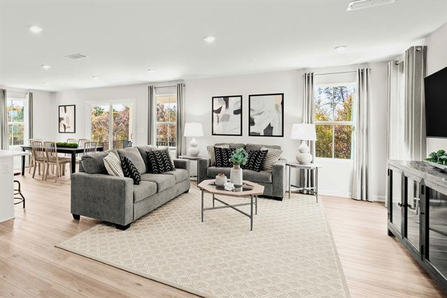 Representative furnished interior of a home built from the Woodford by Ryan Homes in Oakwood Trace, Fairburn (Image 14).