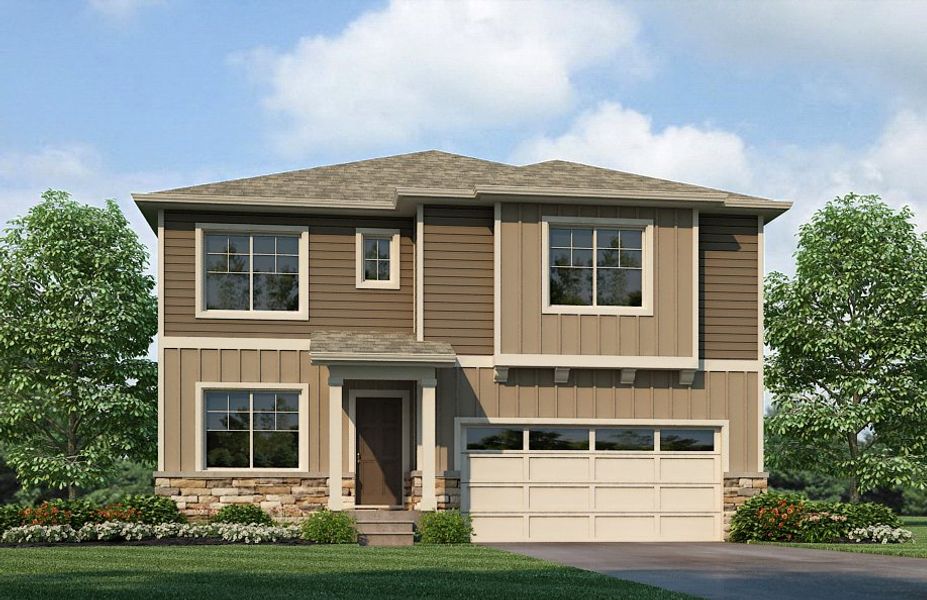 Representative exterior photo of a completed home built from the Bridgeport by D.R. Horton in Westgate, Greeley, CO (Image 21).