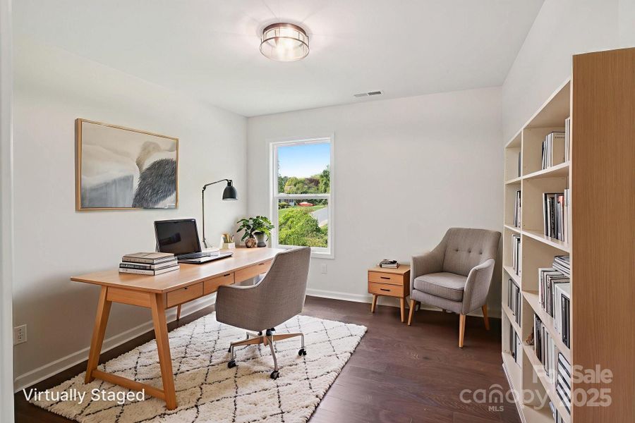 Secondary Bedroom virtuallly staged as office