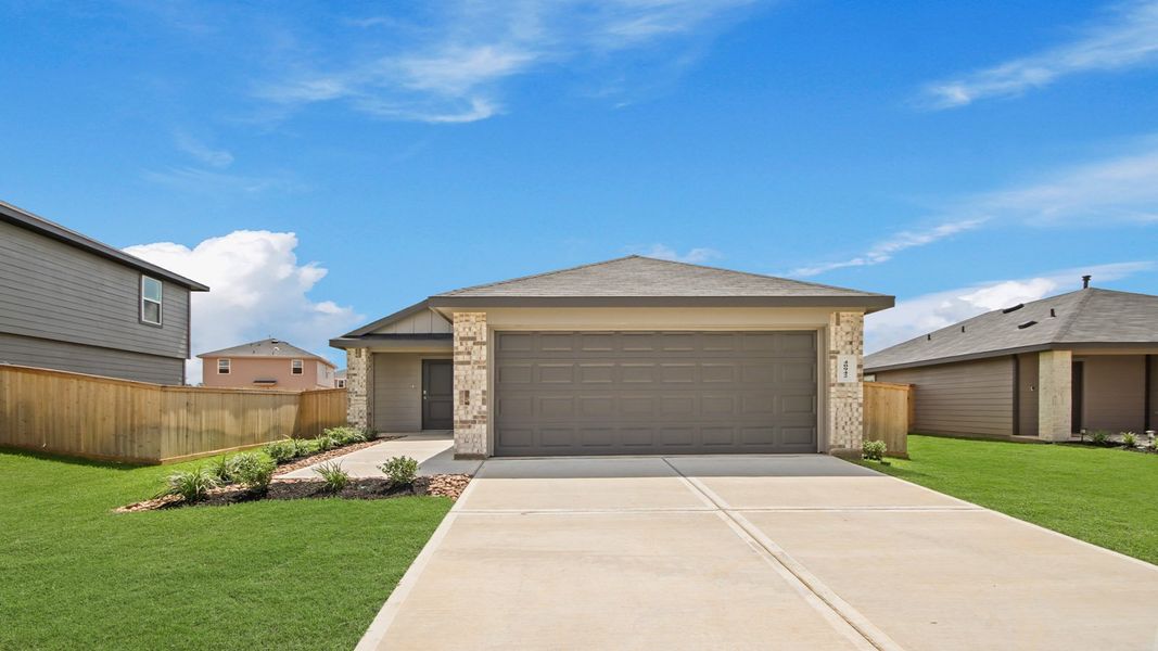 Representative exterior photo of a completed home built from the Estero by D.R. Horton in Mill Creek, Magnolia, TX (Image 1). Representative exterior photo of a completed home built from the Estero by D.R. Horton in Mill Creek, Magnolia, TX (Image 1).