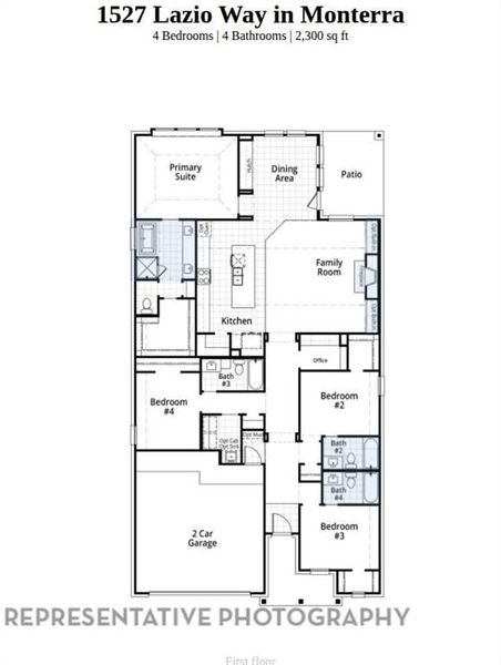 2D floor plan layout of this home in Monterra, Fate, TX (Image 2).