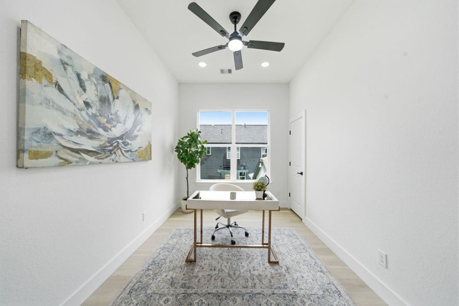 Perfect for a home office, gym, playroom or a second living space, with a closet for storage.