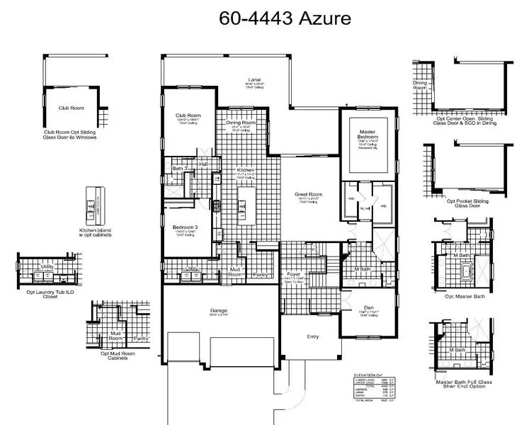 2D floor plan layout for the Azure by Neal Communities in Grand Park, Sarasota, FL (Image 3).