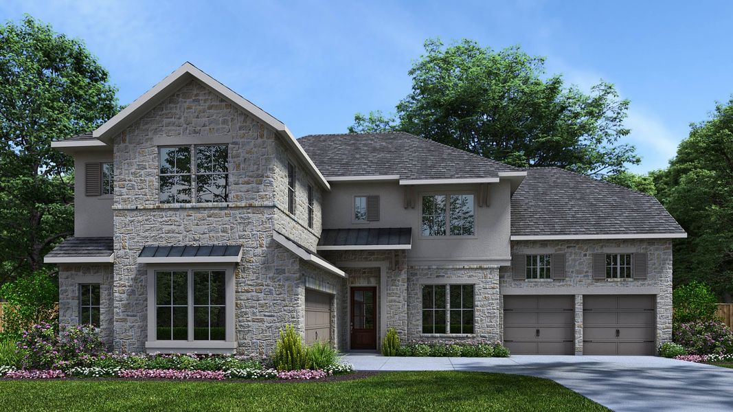 Representative exterior photo of a completed home built from the 643A by Britton Homes in Star Trail, Prosper, TX (Image 2). Representative exterior photo of a completed home built from the 643A by Britton Homes in Star Trail, Prosper, TX (Image 2).