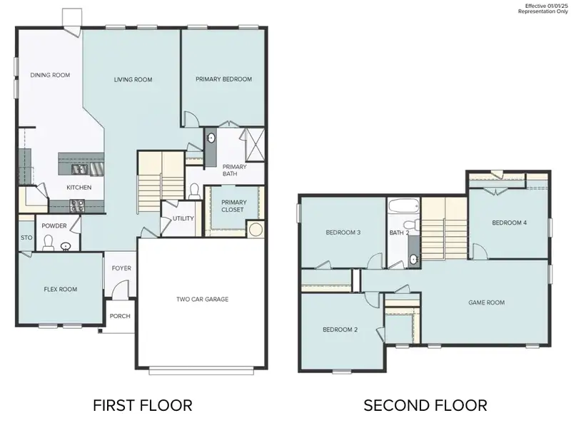 2D floor plan layout for the Colony at Pinehurst 2460 by Brohn Homes in Colony at Pinehurst, Pinehurst, TX (Image 3).
