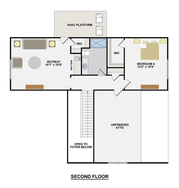 2D floor plan layout of this home in Shepherds Trace, Clover, SC (Image 3).