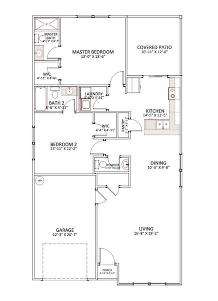 2D floor plan layout of this home in Stones Throw, Inman, SC (Image 1). 2D floor plan layout of this home in Stones Throw, Inman, SC (Image 1).