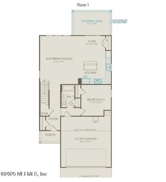 2D floor plan layout of this home in The Preserve at Bannon Lakes, St. Augustine, FL (Image 4).