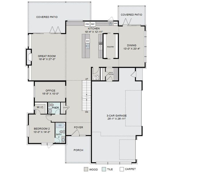 2D floor plan layout for the Ironwood by Work Shop Colorado in Signature at Crystal Valley, Castle Rock, CO (Image 5).