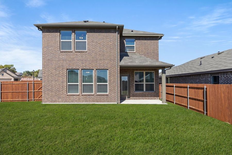 Representative exterior photo of a completed home built from the Mulberry by Impression Homes in Keeneland, Aubrey, TX (Image 25). Representative exterior photo of a completed home built from the Mulberry by Impression Homes in Keeneland, Aubrey, TX (Image 25).
