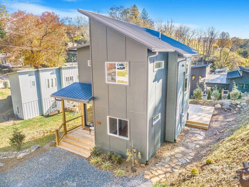Exterior details and patio area of a home in , Asheville (Image 32).