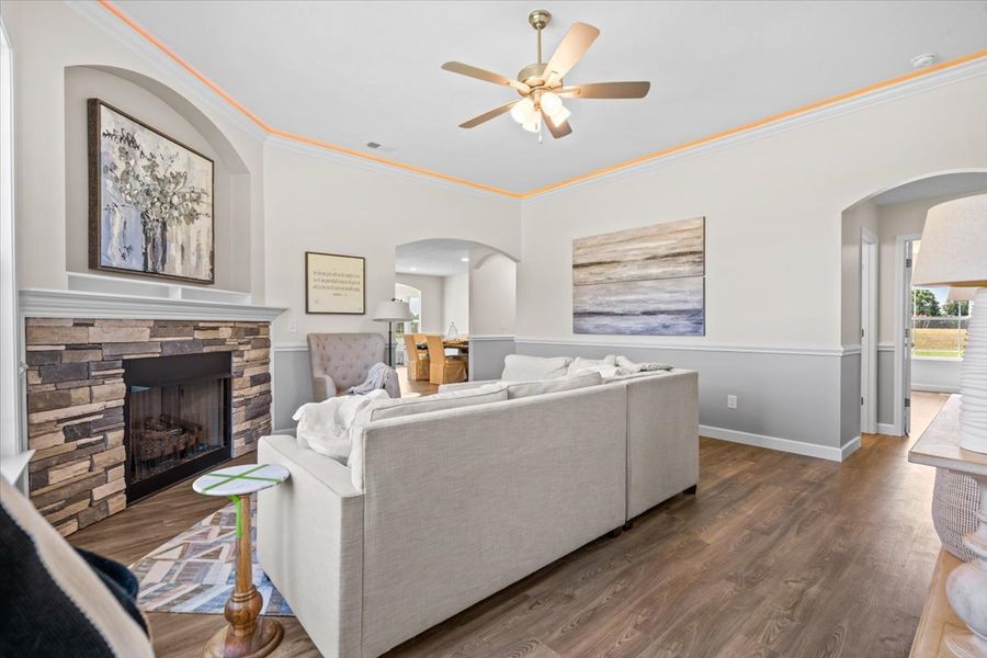 Representative furnished interior of a home built from the Fernwood by Enchanted Homes in Guadalupe Heights, Seguin (Image 6).