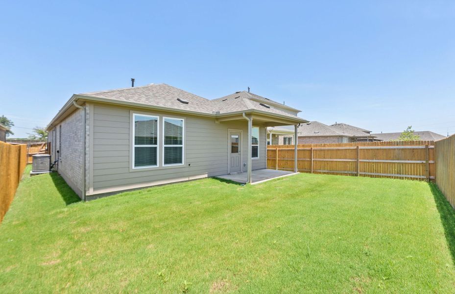 Exterior details and patio area of a home in Crosswinds, Kyle (Image 21). Exterior details and patio area of a home in Crosswinds, Kyle (Image 21).