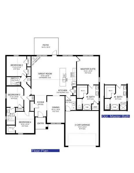 2D floor plan layout for the 2117 by Adams Homes in Flagler Estates, Hastings, FL (Image 3).