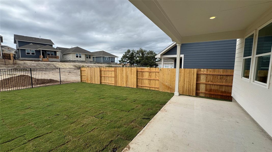 Exterior details and patio area of a home in Cannon Ranch 45s, Dripping Springs (Image 3). Exterior details and patio area of a home in Cannon Ranch 45s, Dripping Springs (Image 3).