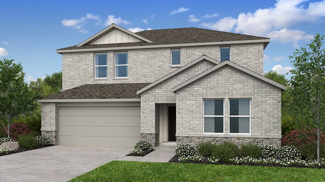 Representative exterior photo of a completed home built from the Leander by Taylor Morrison in Parks at Foster Crossing, Anna, TX (Image 2). Representative exterior photo of a completed home built from the Leander by Taylor Morrison in Parks at Foster Crossing, Anna, TX (Image 2).