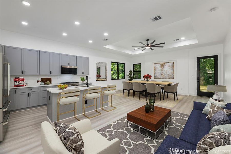 Living, Dining, Kitchen