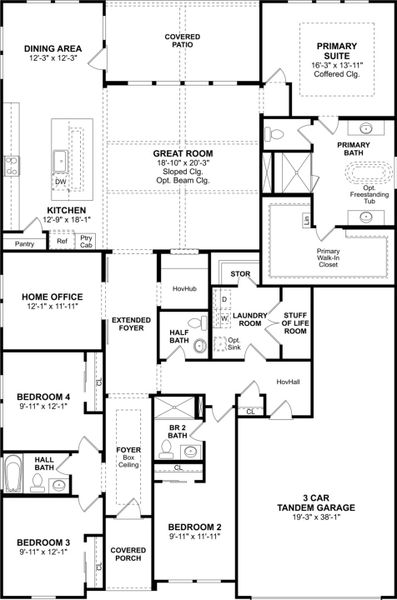 2D floor plan layout for the Glasgow by K. Hovnanian® Homes in Elevon, Lavon, TX (Image 3). 2D floor plan layout for the Glasgow by K. Hovnanian® Homes in Elevon, Lavon, TX (Image 3).