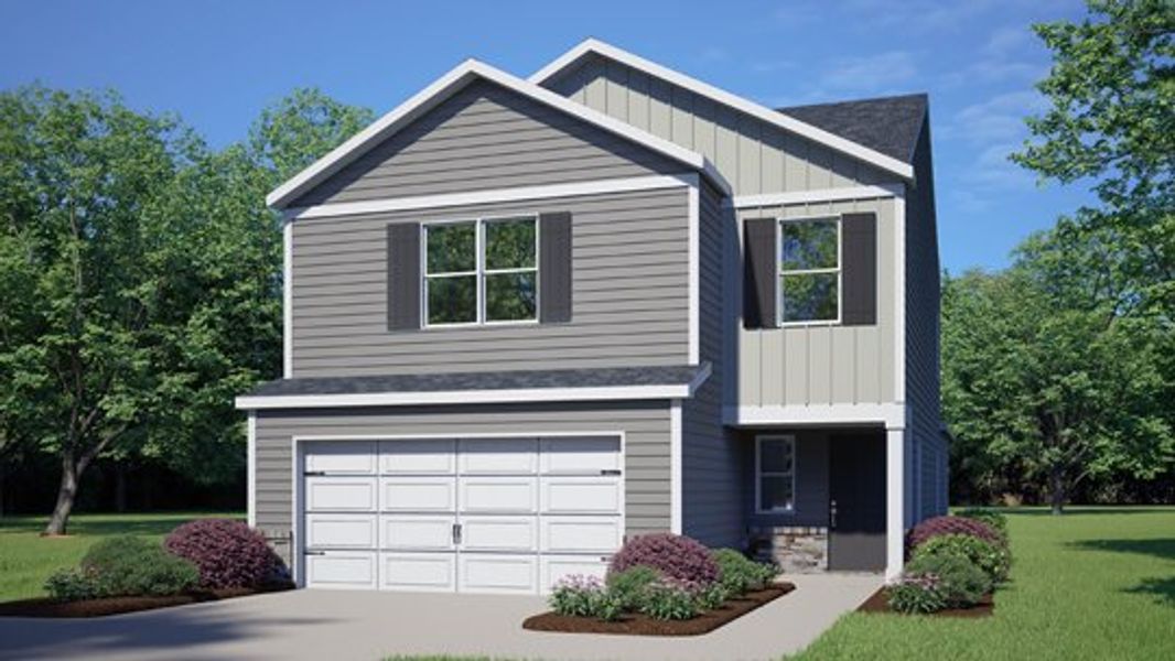 Representative exterior photo of a completed home built from the Manning by D.R. Horton in Laurel Oaks, Sanford, NC (Image 2). Representative exterior photo of a completed home built from the Manning by D.R. Horton in Laurel Oaks, Sanford, NC (Image 2).