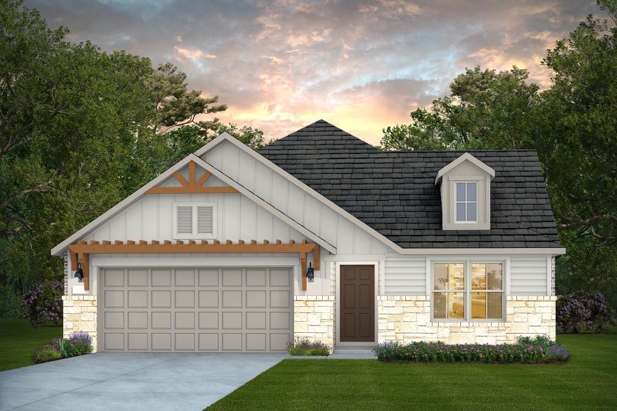 Representative exterior photo of a completed home built from the Denali by Pulte Homes in Davis Ranch, San Antonio, TX (Image 2). Representative exterior photo of a completed home built from the Denali by Pulte Homes in Davis Ranch, San Antonio, TX (Image 2).