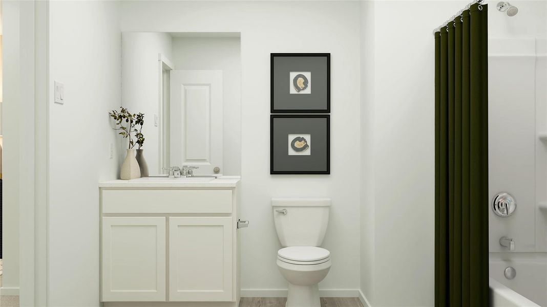 Furnished interior view inside a new home in Pradera: Cottage Collection, Uhland (Image 17). Furnished interior view inside a new home in Pradera: Cottage Collection, Uhland (Image 17).