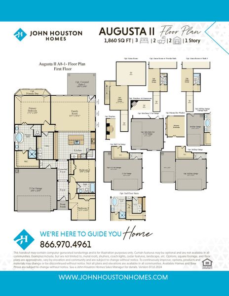 2D floor plan layout for the Augusta by John Houston Homes in BridgeWater Phase 2, Midlothian, TX (Image 6).