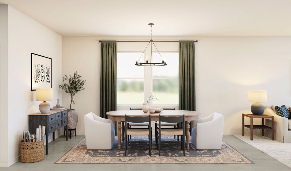 Dining area with chandelier Dining area with chandelier