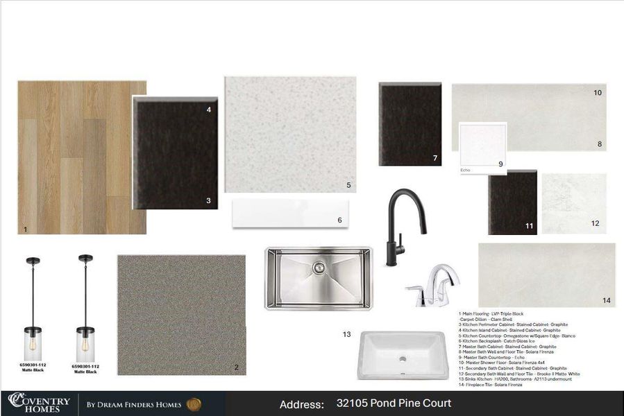 Sample of building materials used in homes in The Meadows at Imperial Oaks, Spring (Image 4).