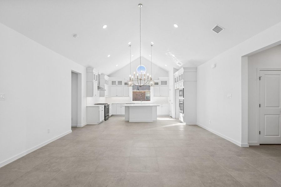 Open living space with vaulted ceilings Open living space with vaulted ceilings