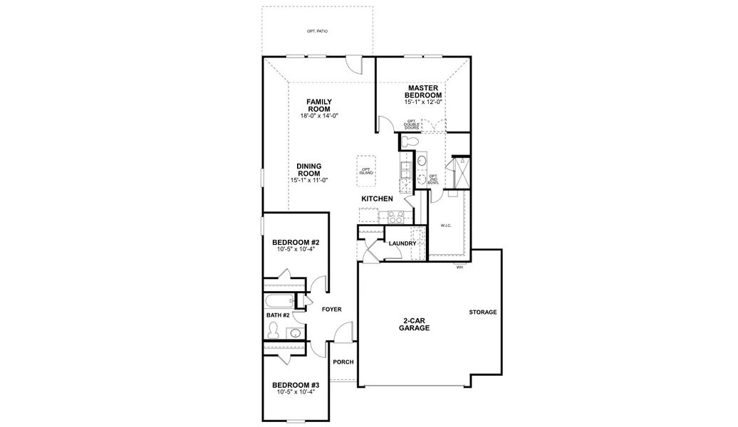 2D floor plan layout for the Dawson by M/I Homes in Verano Farms, Von Ormy, TX (Image 3).