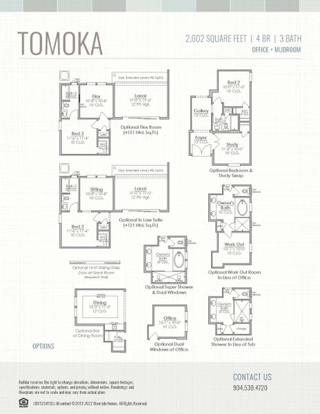 2D floor plan layout for the Tomoka by Riverside Homes in Hidden Creek at SilverLeaf Phase 1, St. Augustine, FL (Image 6).