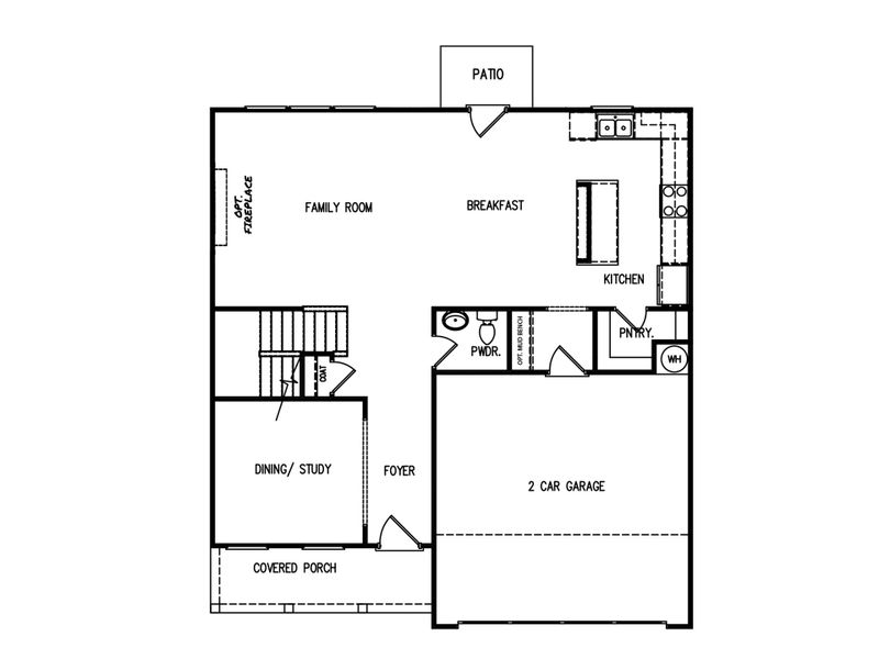 2D floor plan layout for the The Preston by My Home Communities in Robins Estates, Warner Robins, GA (Image 3).