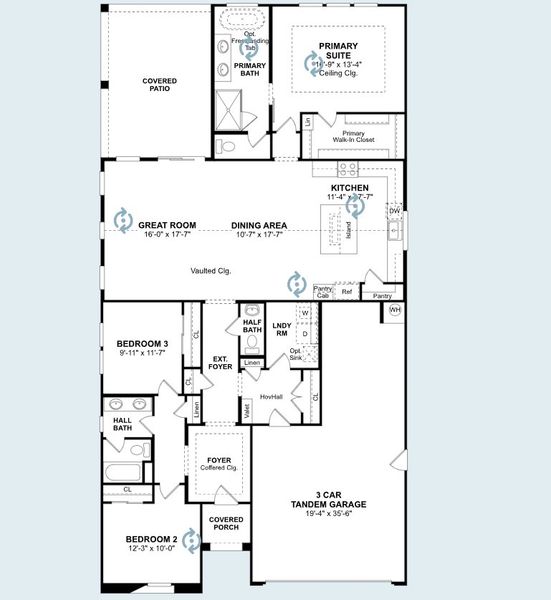 2D floor plan layout for the Tacoma by K. Hovnanian® Homes in Edgewood, Queen Creek, AZ (Image 7).