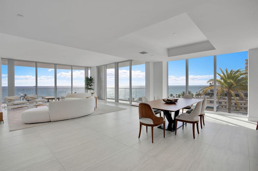Living and Dining Area Staged