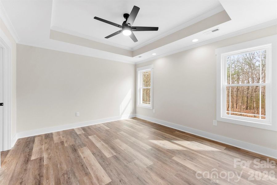 Primary Bedroom w Tray Ceilings