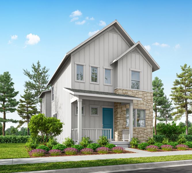 Front exterior of a new home in Painted Prairie, Aurora, CO, highlighting curb appeal (Image 1). Front exterior of a new home in Painted Prairie, Aurora, CO, highlighting curb appeal (Image 1).