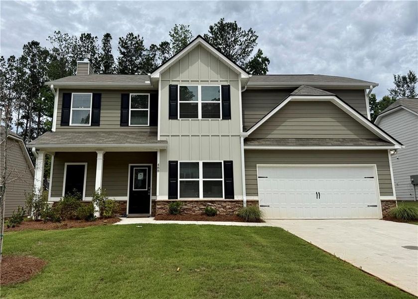 Front exterior of a new home in , Villa Rica, GA, highlighting curb appeal (Image 1). Front exterior of a new home in , Villa Rica, GA, highlighting curb appeal (Image 1).