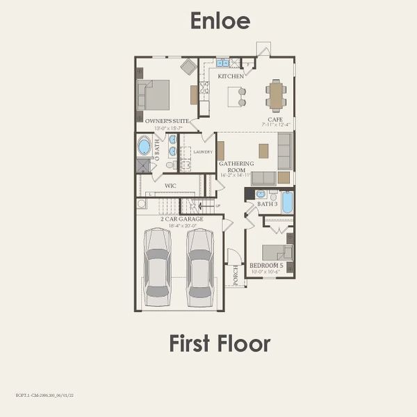 2D floor plan layout for the Enloe by Centex in Pinara Pines, Conroe, TX (Image 4). 2D floor plan layout for the Enloe by Centex in Pinara Pines, Conroe, TX (Image 4).