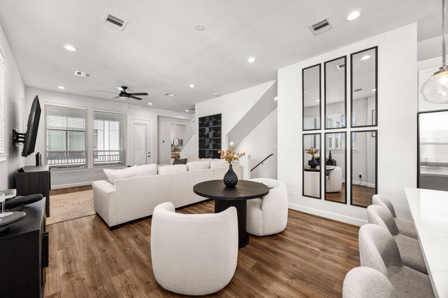 Furnished interior view inside a new home in The Corner At Buffalo Pointe, Houston (Image 17).