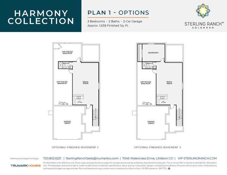 Plan 1: 1638 Optional Finished Basement