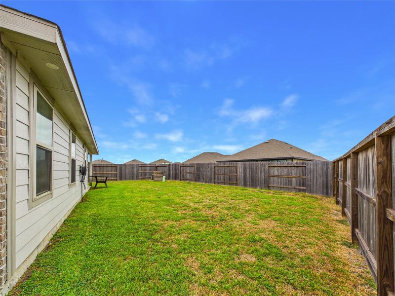 Exterior details and patio area of a home in Sterling Point at Baytown Crossings: Wildflower II Collection, Baytown (Image 23). Exterior details and patio area of a home in Sterling Point at Baytown Crossings: Wildflower II Collection, Baytown (Image 23).
