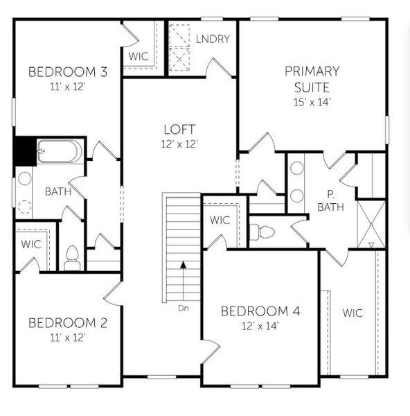 2D floor plan layout for the Barton - Single Family Homes by Dream Finders Homes in Shiloh Woods, Smithfield, NC (Image 3). 2D floor plan layout for the Barton - Single Family Homes by Dream Finders Homes in Shiloh Woods, Smithfield, NC (Image 3).